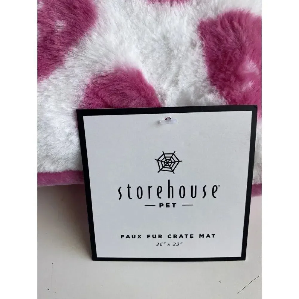 Storehouse Pink Ghosts Halloween Faux Fur Pillow Pet BED Super Soft 36 X 23” NEW